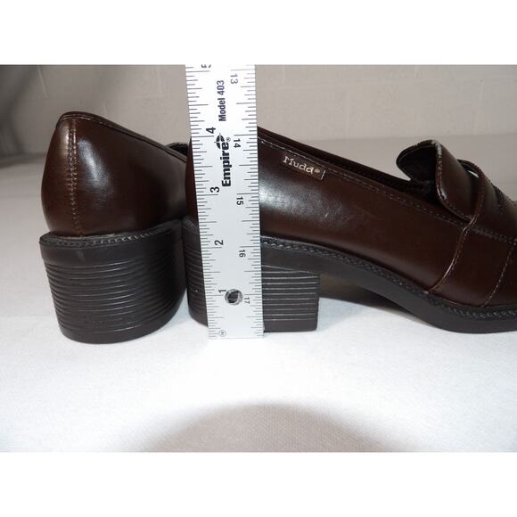 Vintage Mudd Penny Loafer Heels Chunky Sz 8 Amsden Shoe Y2K 90s Brown Block READ - Picture 7 of 16